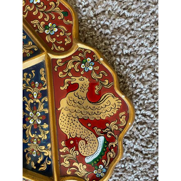 Peruvian Wall Mirror Octagonal Wood Frame Reverse Glass Painting birds flowers - Picture 16 of 16